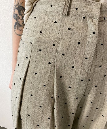 Heart Print Herringbone Slack #250332